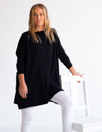 Marley Oversize 100% Cotton Knit Jumper in Black