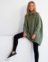Theo Oversize Bubble Knit Jumper in Olive