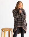 Monika Oversize Knit Jumper in Black/Mocha Stripe