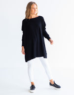 Marley Oversize 100% Cotton Knit Jumper in Black