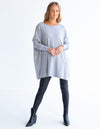 Marley Oversize Cotton Knit Jumper in Light Grey