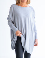 Marley Oversize Cotton Knit Jumper in Light Grey