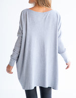 Marley Oversize Cotton Knit Jumper in Light Grey