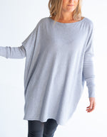 Marley Oversize Cotton Knit Jumper in Light Grey