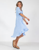 Willa Ruffle Hem Dress in Blue Gingham