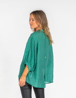 River Relaxed Fit Shirt in Emerald Linen