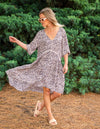 Mindil Cotton Dress in Beige/Black Leopard