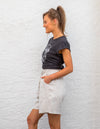 Nikki Elastic Waist Shorts in Beige Linen