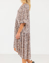 Mindil Cotton Dress in Beige/Black Leopard