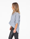 Sonya Linen Shirt in Navy Stripe