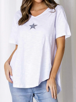 Ella V Neck Cotton Tee in White